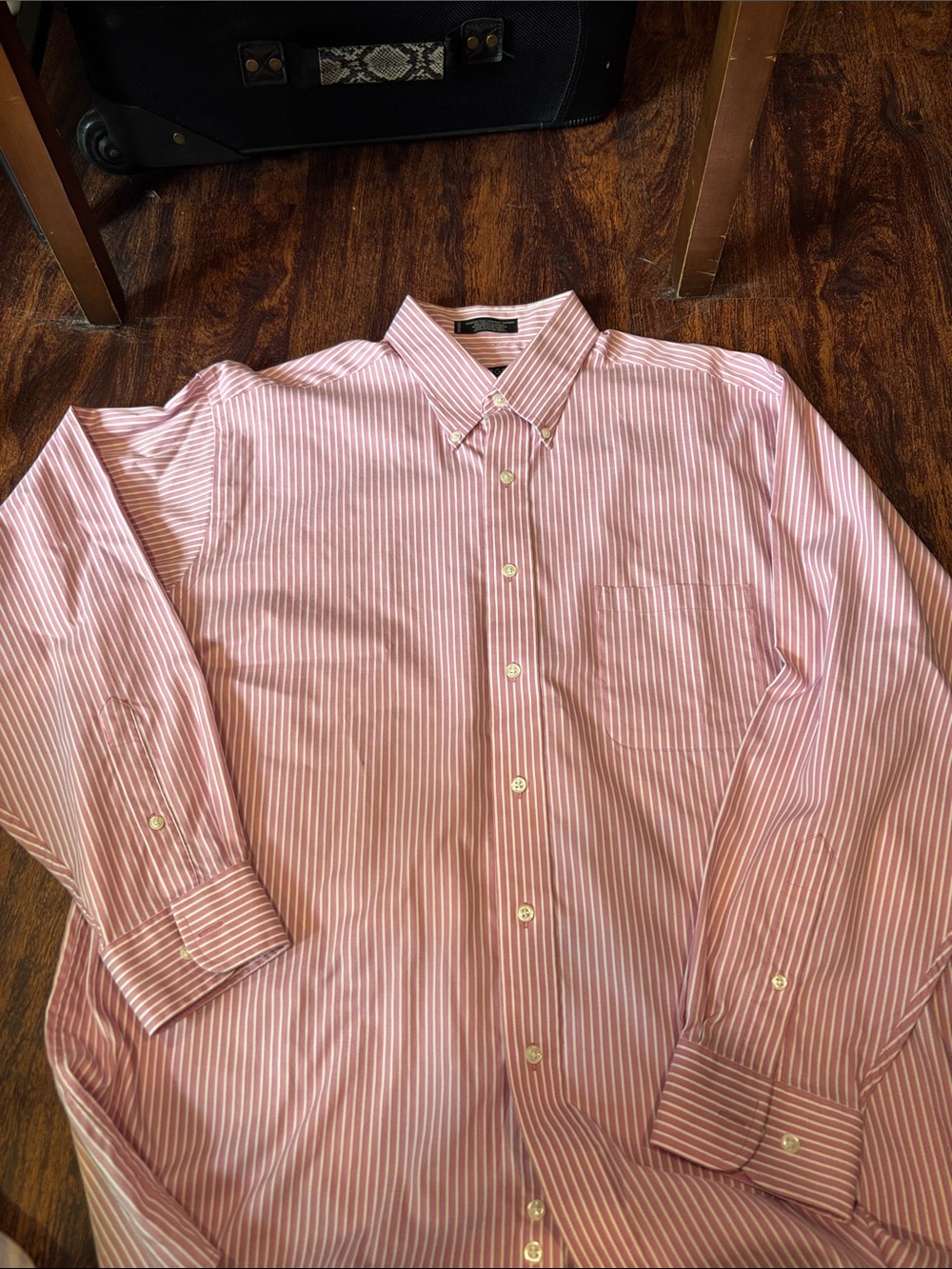 George Pink and White Striped Button-Down Dress Shirt
